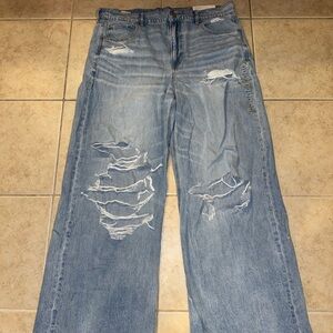 American Eagle Outfitters Light Blue Distressed Flare Jeans